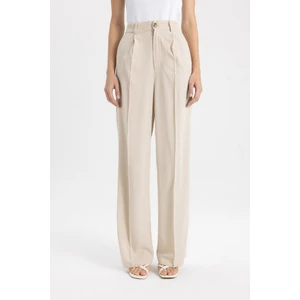 Wide Leg Keten Karışımlı Dokuma Pantolon Yüksek Bel Geniş Bol Paça Pensli Cepli A1922AX24SM