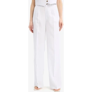 Wide Leg Keten Karışımlı Palazzo Pantolon Yüksek Bel Geniş Bol Paça Pensli Cepli A1922AX25SM