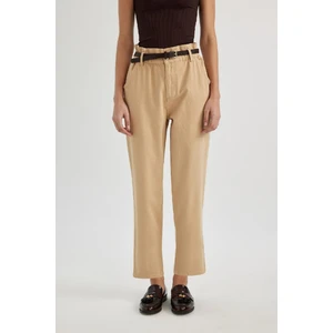 Baggy Fit Gabardin Kemerli Kumaş Pantolon Yüksek Bel Kısa Paça C1510AX24SP