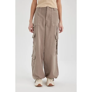 Paraşüt Gabardin Pantolon Kargo Cepli Yüksek Bel Standart Boy C1657AX24SP