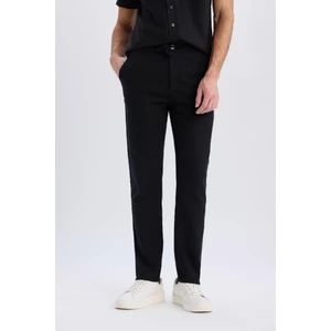 %100 Pamuk Yazlık Beli Lastikli Jogger Pantolon Slim Fit Dar Kesim Düz Paça Cepli D2671AX25SM