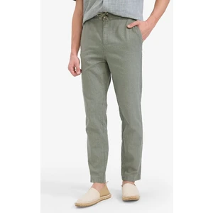 %100 Pamuk Keten Görünümlü Pantolon Beli Lastikli Slim Fit Dar Kesim Cepli Düz Paça D2671AX25SM