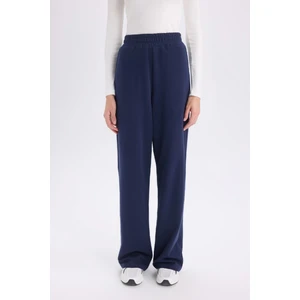 Wide Leg Geniş Paça Lacivert Eşofman Altı Beli Lastikli Cepli Basic Düz D3759AX24AU