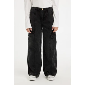 Kız Çocuk Wide Leg Kargo Cepli Geniş Bol Paça Antrasit Jean Pantolon D3383A824WN