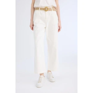 Gabardin Kumaş Pantolon Paperbag Cepli Yüksek Bel Duble Paça Basic Düz Kemerli D3781AX24AU