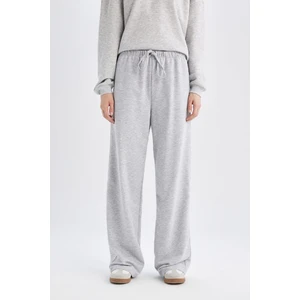 Straight Fit Beli Lastikli Eşofman Altı Uzun Boy Bağcıklı Cepli Basic Düz D6667AX24WN