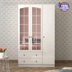 Rabi Mobilya Rose 3 Kapak 2 Çekmece Aynalı Gardırop