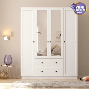Rabi Mobilya Side 4 Kapak 2 Çekmece Aynalı Gardırop
