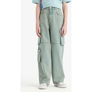 Erkek Çocuk Esnek Belli Kargo Cepli Düz Paça Jean Pantolon D7088A825SP