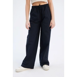 Kız Çocuk Beli Lastikli Wide Leg Geniş Bol Paça Pamuklu Pantolon D7611A825SM