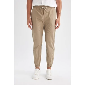 %100 Pamuk Yazlık Jogger Pantolon Basic Düz Beli Bağcıklı Cepli Lastikli Paça D7782AX24AU