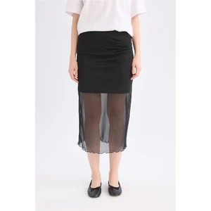 Kalem Normal Bel Drapeli Astarlı Tül Midi Etek D8744AX24AU