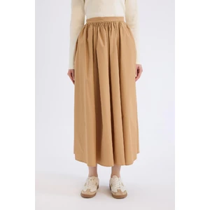 A Kesim Beli Fermuarlı Basic Düz Poplin Kumaş Maxi Etek E0464AX24AU