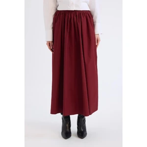 A Kesim Beli Fermuarlı Basic Düz Poplin Kumaş Maxi Etek E0464AX24AU