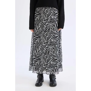 Flare Fit Zebra Desenli Yüksek Bel Tül Maxi Etek E3974AX25SP