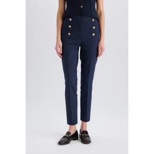 Skinny Fit Yüksek Bel Cepli Düğmeli Düz Paça Kumaş Pantolon E5431AX25SP