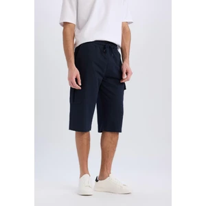 Slim Fit Dar Kesim Kargo Cepli Basic Düz Kapri Şort T4693AZ25SM