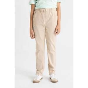 Erkek Çocuk Düz Paça Beli Lastikli Cepli Bej Basic Düz Gabardin Okul Pantolonu T8850A624AU