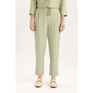 Jogger Cepli Düz Paça Yüksek Bel Keten Görünümlü Pantolon R0433AZ24SM