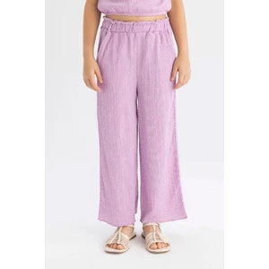 Kız Çocuk Wide Leg Geniş Bol Paça Beli Lastikli Bürümcük Pantolon C5372A824SM