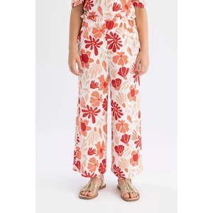 Kız Çocuk Wide Leg Geniş Bol Paça Çiçekli Beli Lastikli Bürümcük Pantolon C5373A824SM
