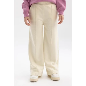 Kız Çocuk Ekru Wide Leg Geniş Paça Basic Düz Pamuklu Pantolon B7784A8NS