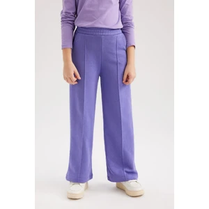 Kız Çocuk Mor Wide Leg Geniş Paça Basic Düz Pamuklu Pantolon B7784A8NS