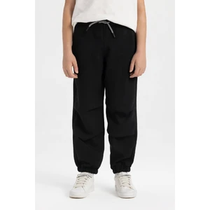 Erkek Çocuk Siyah Beli Paçası Lastikli Cepli Basic Düz Jogger Eşofman Altı C2093A824SP