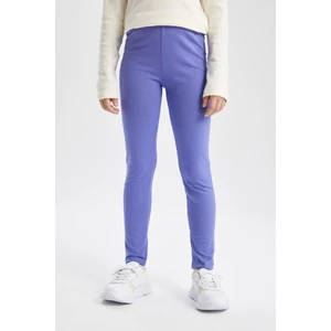 Kız Çocuk Mor Legging Fit Basic Düz Pamuklu Tayt B7786A8NS