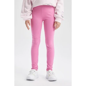 Kız Çocuk Pembe Legging Fit Basic Düz Pamuklu Tayt B7786A8NS