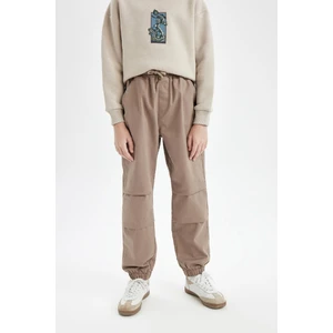 Erkek Çocuk Bağcıklı Beli ve Paçası Lastikli Cepli Jogger Gabardin Pantolon C7577A824WN