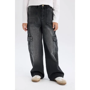 Kız Çocuk Wide Leg Kargo Geniş Paça Jean Pantolon C8539A824AU