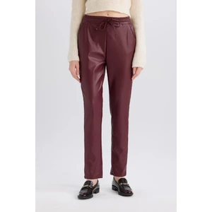 Jogger Cepli Yüksek Bel Standart Paça Suni Deri Pantolon V8072AZ24WN