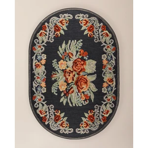Madame Coco Montclus Oval Halı - Siyah/Kızıl Mavi - 160x230 cm