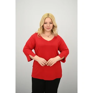 Kadın Büyük Beden Bantlı V Yaka Bluz 1919-25