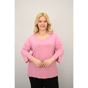 Kadın Büyük Beden Bantlı V Yaka Bluz 1919-25