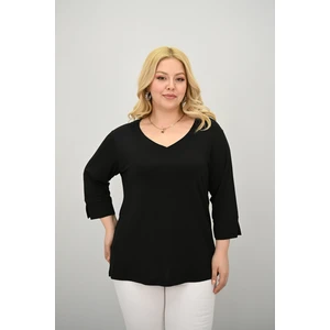 Kadın Büyük Beden Bantlı V Yaka Bluz 1919-25