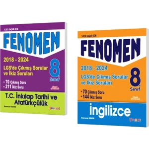 Fenomen Yayınları 8. Sınıf Lgs Inkılap + Ingilizce Çıkmış Sorular ve Ikiz Soruları (2018-2024)
