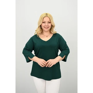 Kadın Büyük Beden Bantlı V Yaka Bluz 1919-25