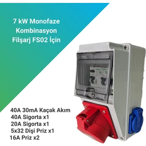 Filşarj 7.4 kW Monofaze Kombinasyon Kutusu