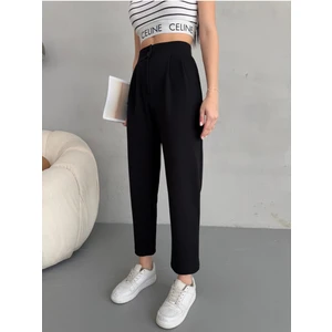 Kadın Yüksek Bel Havuç Kesim Esnek/ Likralı Kumaş pantolon