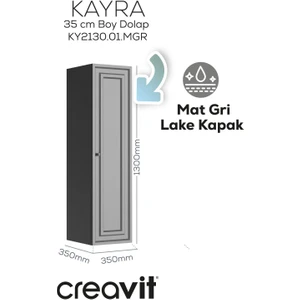 Kayra Boy Dolabı 130CM Mat Gri