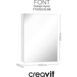 Font Dolaplı Ayna 50 cm Beyaz