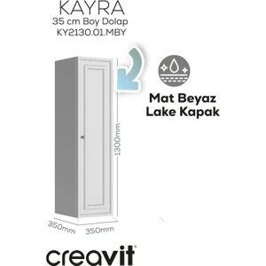 Kayra Boy Dolabı 130CM Mat Beyaz