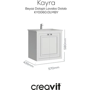 Kayra Lavabo Dolabı Kapaklı 60CM Mat Beyaz