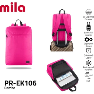 PR-EK106 15.6" Mila Laptop Sırt Çantası,Lenovo,Hp,Asus,Monster,Macbook,Mac Air Uyumlu  - Pembe