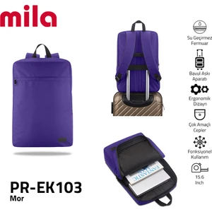 PR-EK103 15.6" Mila Laptop Sırt Çantası,Lenovo,Hp,Asus,Monster,Macbook,Mac Air Uyumlu- Mor