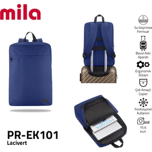 PR-EK101 15.6" Mila Laptop Sırt Çantası,Lenovo,Hp,Asus,Monster,Macbook,Mac Air Uyumlu- Lacivert