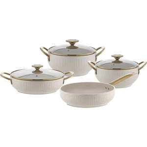 G5018 Mercan 7 Parça Granit Tencere Seti Bej