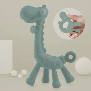 Zürafa Silikon Diş Kaşıyıcı - Bebek Diş Kaşıyıcı Hayvan Figürlü Oyuncak Dişlik - Yeşil